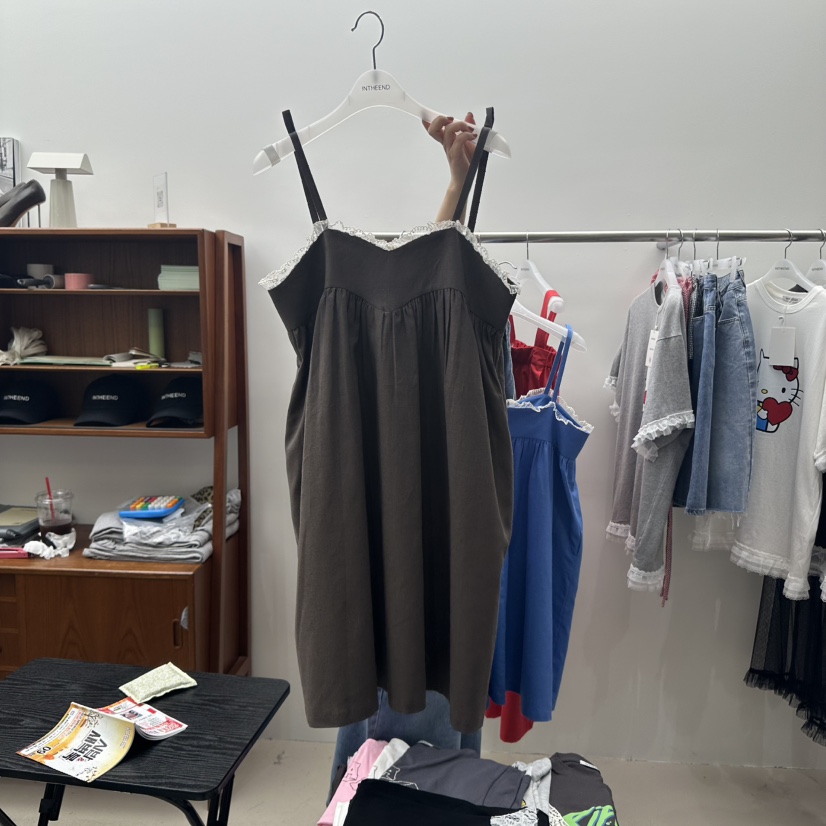 INTHEEND直郵韓國代購㊣女裝新款時尚25春夏連衣裙蕾絲亞麻INTHEEND連衣裙圖色2