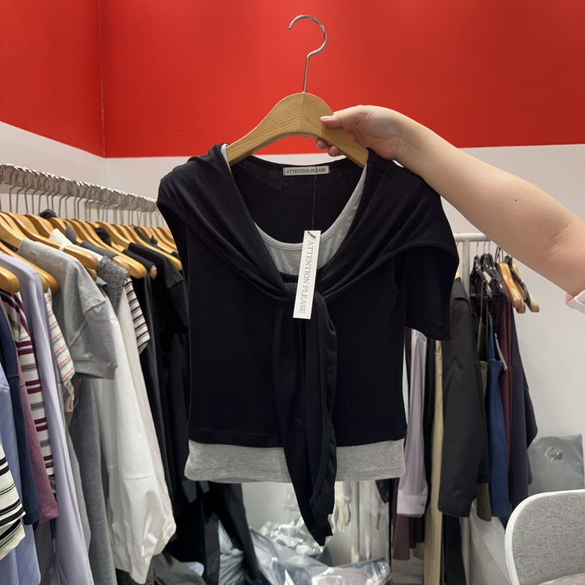 ATPZ韓國直郵㊣女裝新品時尚25春夏休閑推薦熱賣人氣吊帶背心ATTENTION PLEAES吊帶/背心圖色2