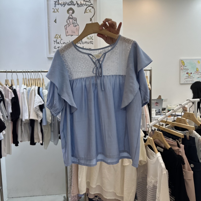 ABLESTUDIO韓國直郵㊣女裝新品25春夏人氣襯衫蕾絲衫荷葉邊ABLE STUDIO襯衫/蕾絲衫圖色3