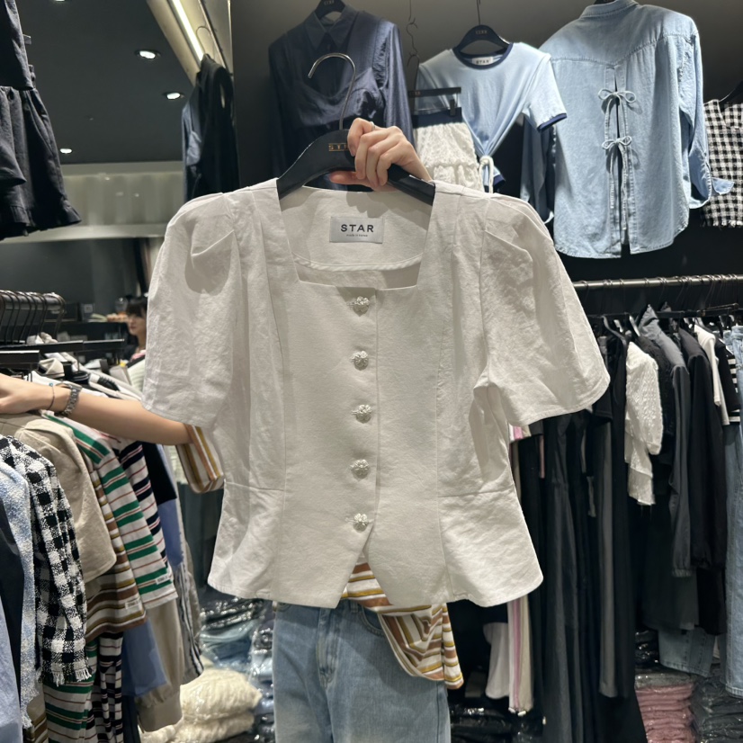 STAR-L韓國㊣直郵東大門代購女裝新品時尚休閑25春夏襯衫蕾絲衫STAR-L襯衫/蕾絲衫圖色3
