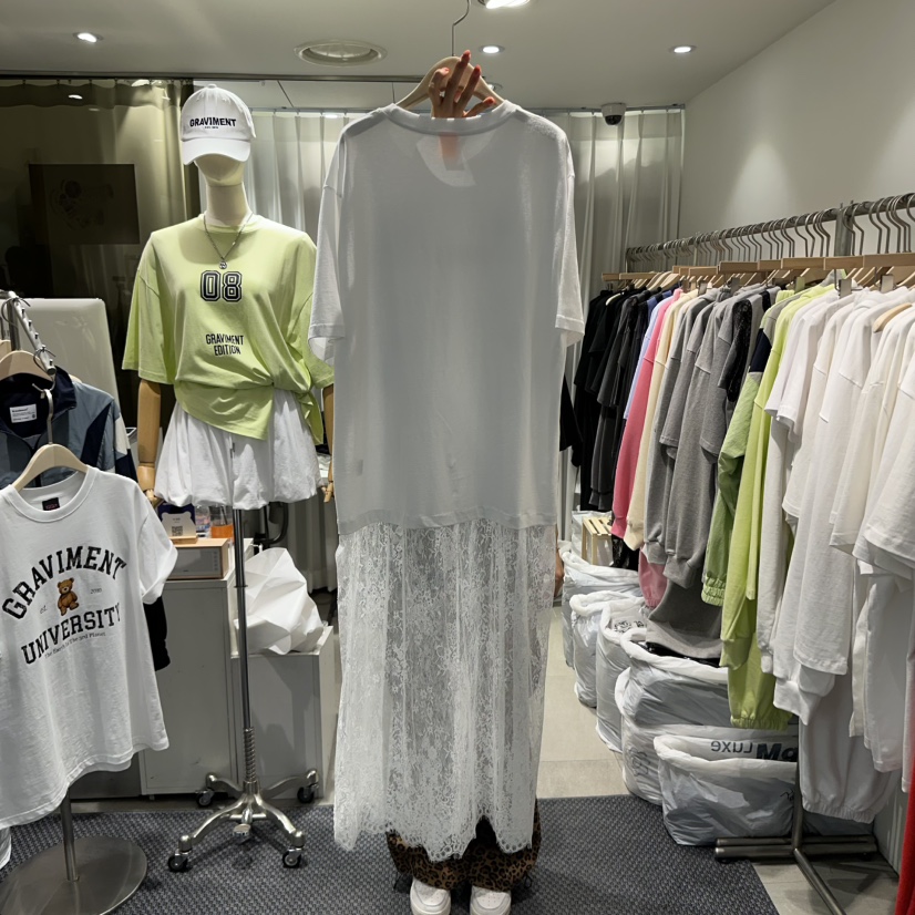 THE LOT直郵韓國代購㊣女裝新品休閑人氣熱賣連衣裙蕾絲長款THE LOT/	LOT連衣裙