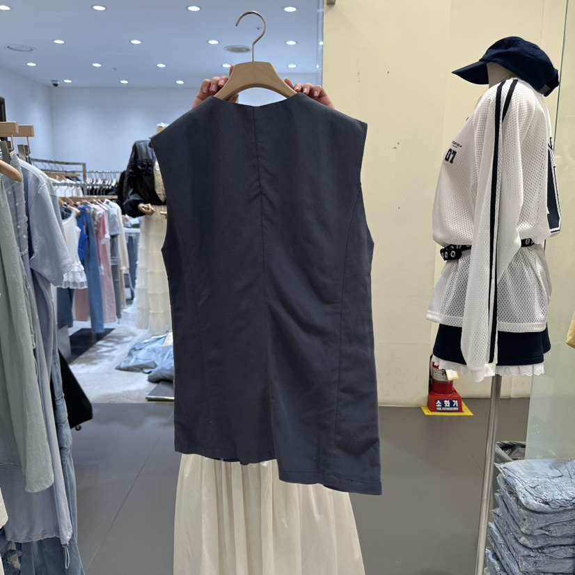 AURA直郵韓國代購㊣女裝新品休閑熱賣推薦人氣時尚馬甲亞麻Au ra馬甲