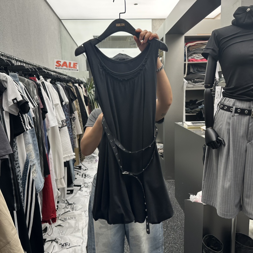 NUEUN韓國㊣直郵東大門代購女裝新品人氣休閑熱賣連衣裙含腰帶NUEUN/SEEOT連衣裙