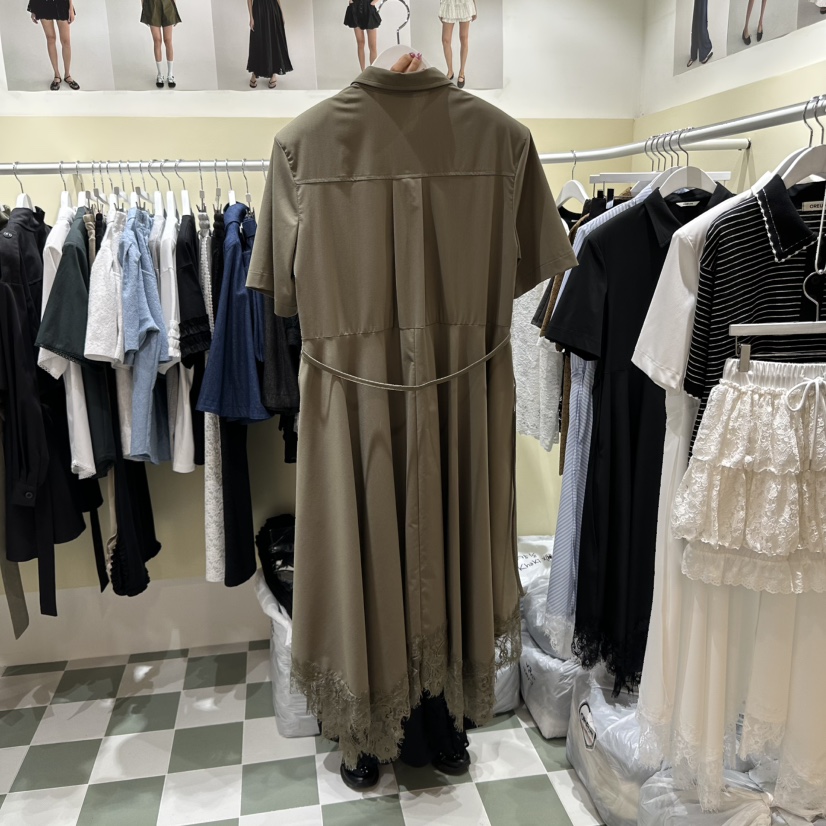 OREUM韓國㊣直郵東大門代購女裝新品時尚人氣推薦連衣裙含腰繩OihEum連衣裙