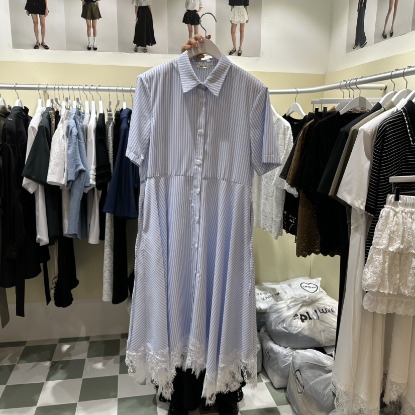 OREUM韓國㊣直郵東大門代購女裝新品時尚人氣推薦連衣裙含腰繩OihEum連衣裙圖色4