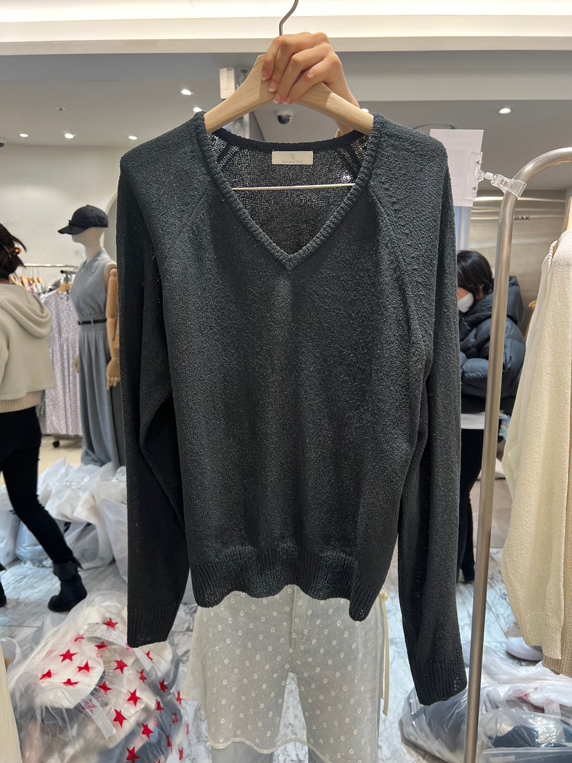 FF韓國㊣直郵東大門代購女裝新款25春夏休閑熱賣時尚針織衫V領FF/SUNDAY針織衫圖色4