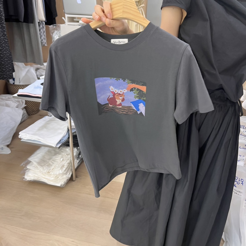 VILLABUTTON直郵韓國代購㊣女裝新品休閑時尚推薦熱賣25春夏T恤VILLABUTTONT恤圖色3
