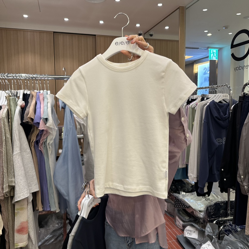 E/E/E韓國直郵㊣東大門實拍女裝新品休閑熱賣時尚25春夏T恤E/E/ET恤