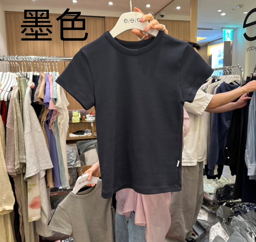 E/E/E韓國直郵㊣東大門實拍女裝新品休閑熱賣時尚25春夏T恤E/E/ET恤圖色2