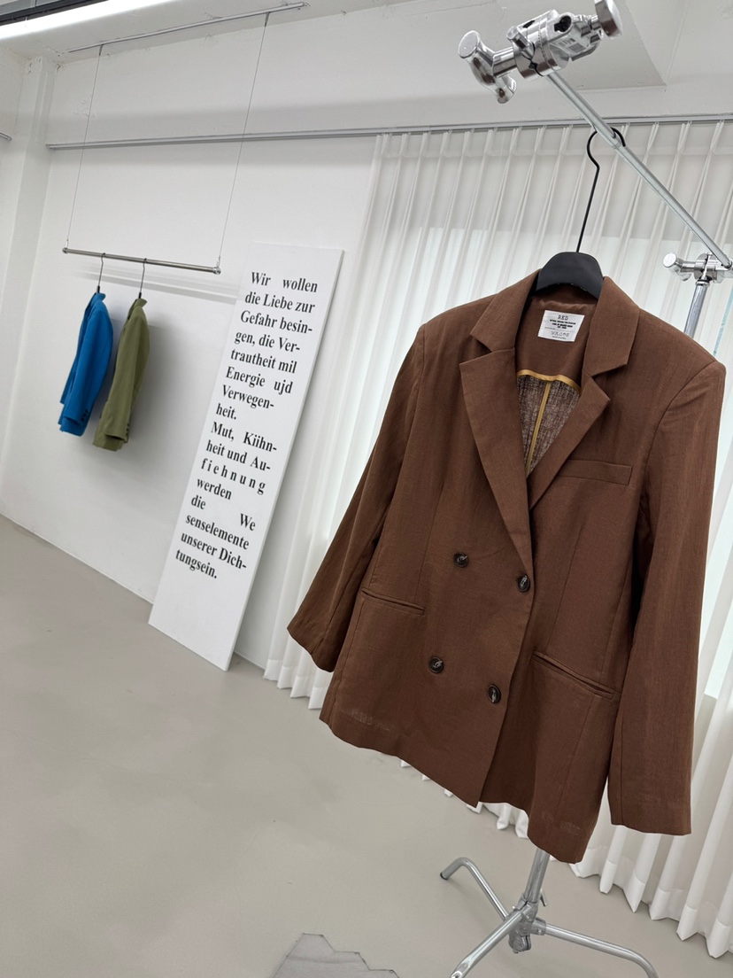 RED-A韓國㊣直郵東大門代購女裝新款人氣熱賣夾克亞麻寬松RED-A夾克圖色3