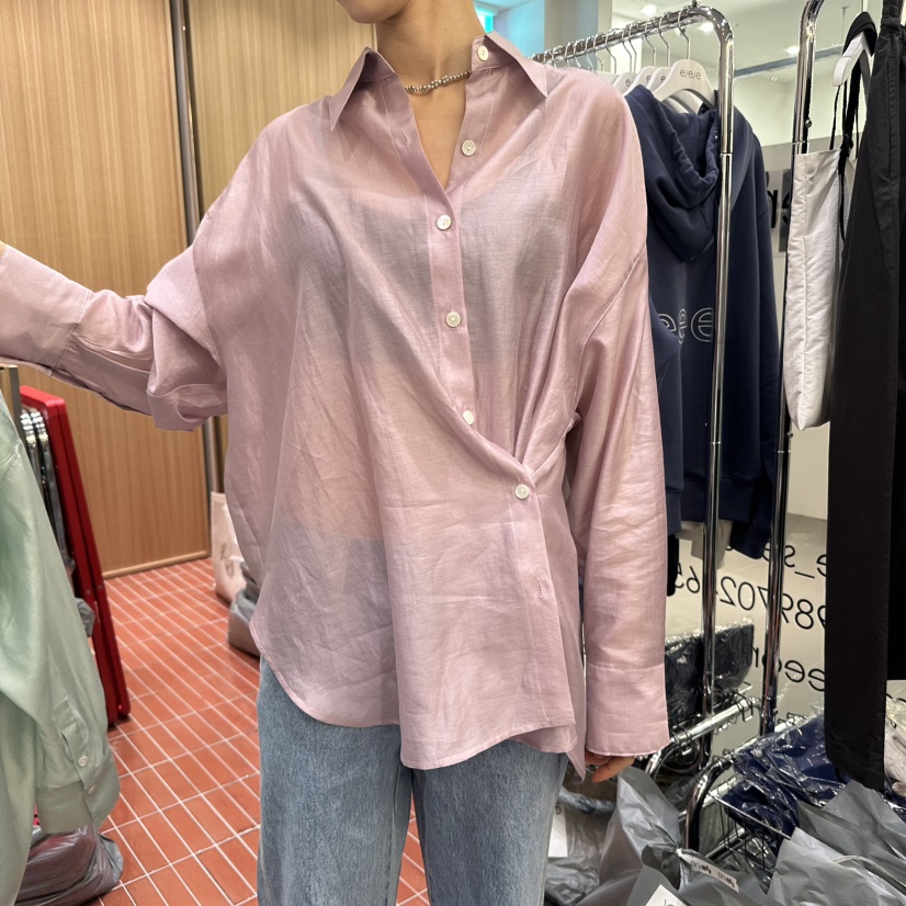 E/E/E韓國直郵㊣東大門實拍女裝新款時尚熱賣25春夏襯衫蕾絲衫E/E/E襯衫/蕾絲衫圖色2