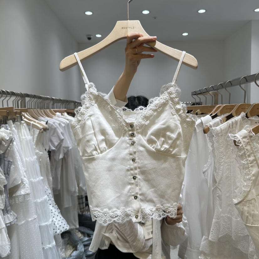 RE STYLE-Q韓國㊣直郵東大門代購女裝新品熱賣吊帶背心亞麻RE STYLE吊帶/背心