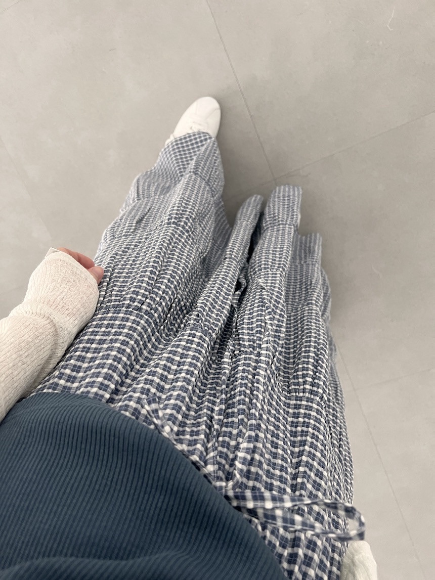 PLANTS ON GRAY韓國㊣直郵東大門代購女裝新款熱賣長裙格紋PLANTS ON GRAY長裙