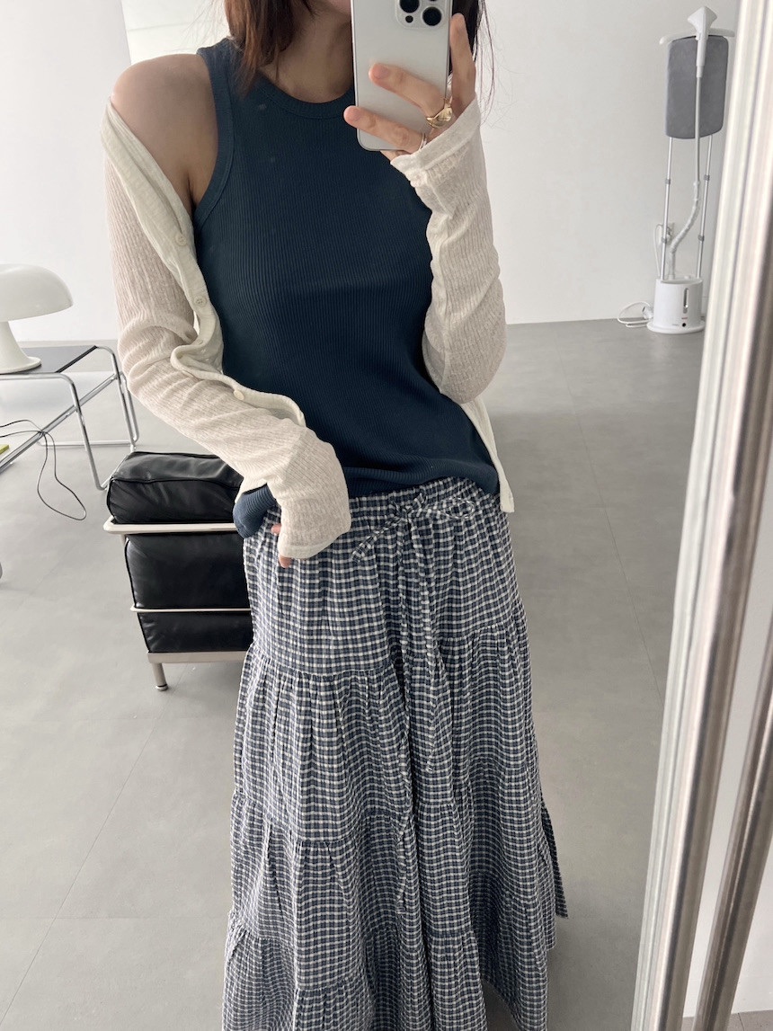 PLANTS ON GRAY韓國㊣直郵東大門代購女裝新款熱賣長裙格紋PLANTS ON GRAY長裙