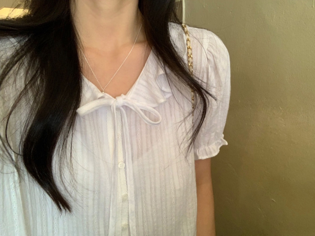 FRILL-T韓國直郵㊣女裝新款時尚人氣熱賣休閑推薦襯衫蕾絲衫FRILL-T襯衫/蕾絲衫