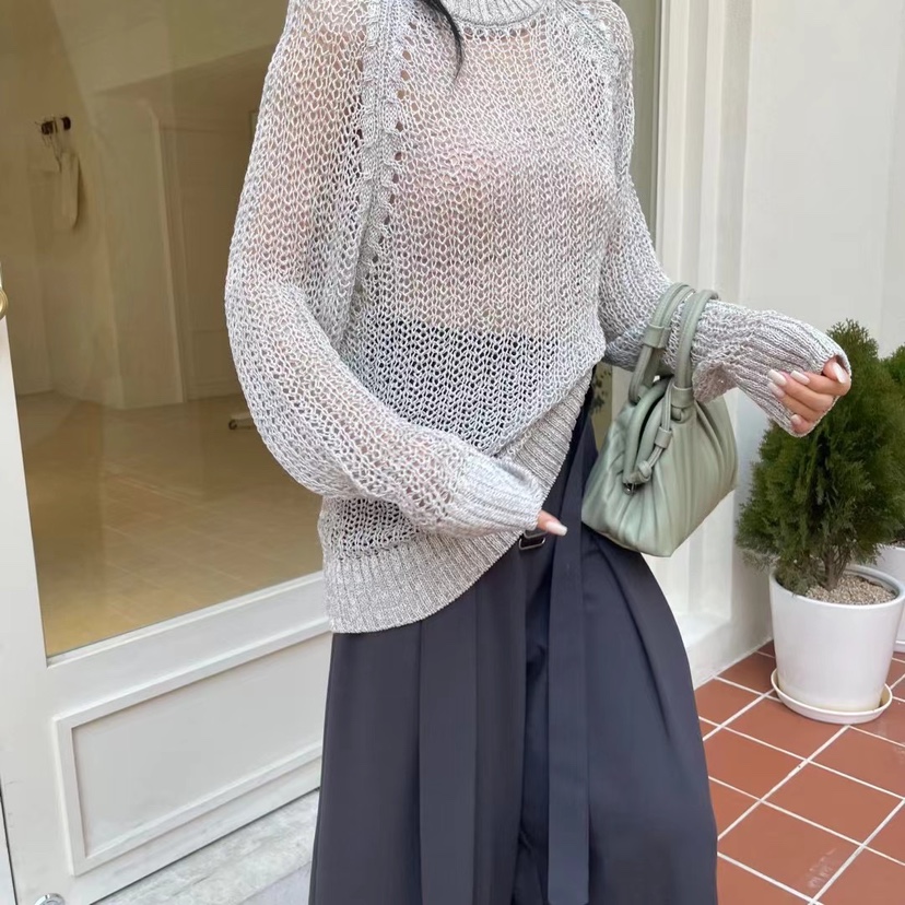 RIAH直郵韓國代購㊣女裝新品25春夏時尚熱賣休閑針織衫打折RIAH針織衫