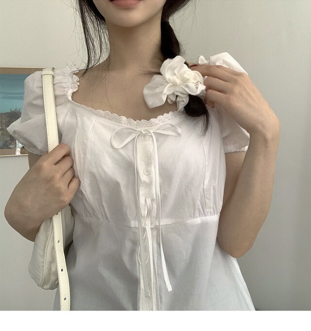 FRILL-T韓國直郵㊣女裝新款熱賣休閑時尚人氣25春夏襯衫蕾絲衫FRILL-T襯衫/蕾絲衫