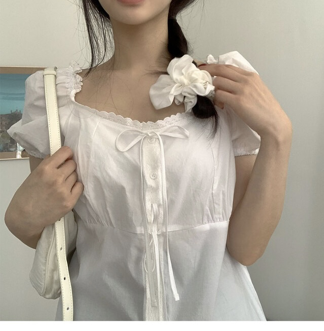 FRILL-T韓國直郵㊣女裝新款熱賣休閑時尚人氣25春夏襯衫蕾絲衫FRILL-T襯衫/蕾絲衫