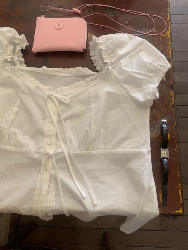 FRILL-T韓國直郵㊣女裝新款熱賣休閑時尚人氣25春夏襯衫蕾絲衫FRILL-T襯衫/蕾絲衫