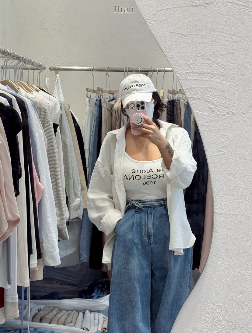 RIAH直郵韓國代購㊣女裝新品推薦時尚25春夏牛仔褲含腰帶打折RIAH牛仔褲