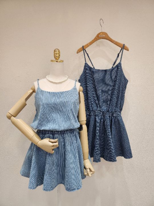 FEMME韓國㊣直郵東大門代購女裝新品休閑推薦人氣連衣裙條紋FEMME連衣裙