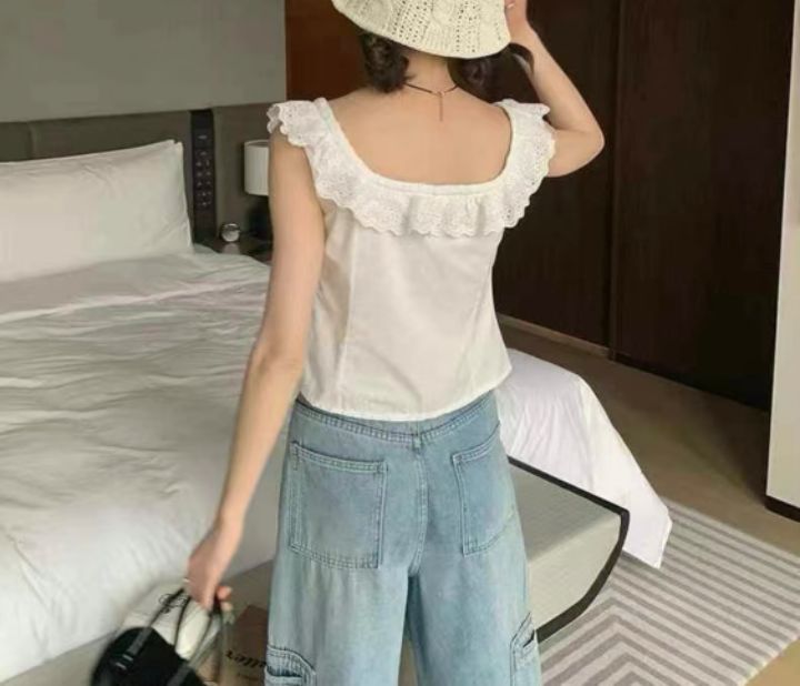 STAY HERE直郵韓國代購㊣女裝新品熱賣25春夏襯衫蕾絲衫蕾絲STAY HERE襯衫/蕾絲衫