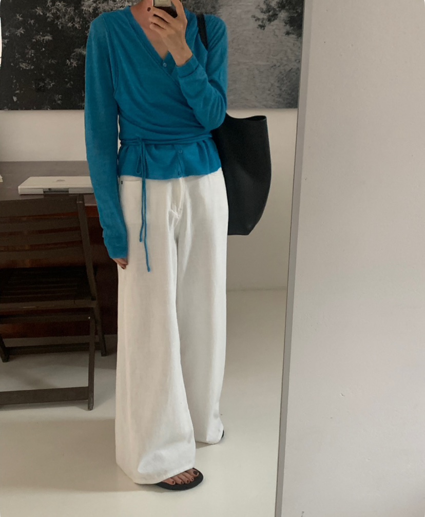 A Flan直郵韓國代購㊣女裝新款25春夏休閑人氣針織衫亞麻開衫AFN/A Flan針織衫