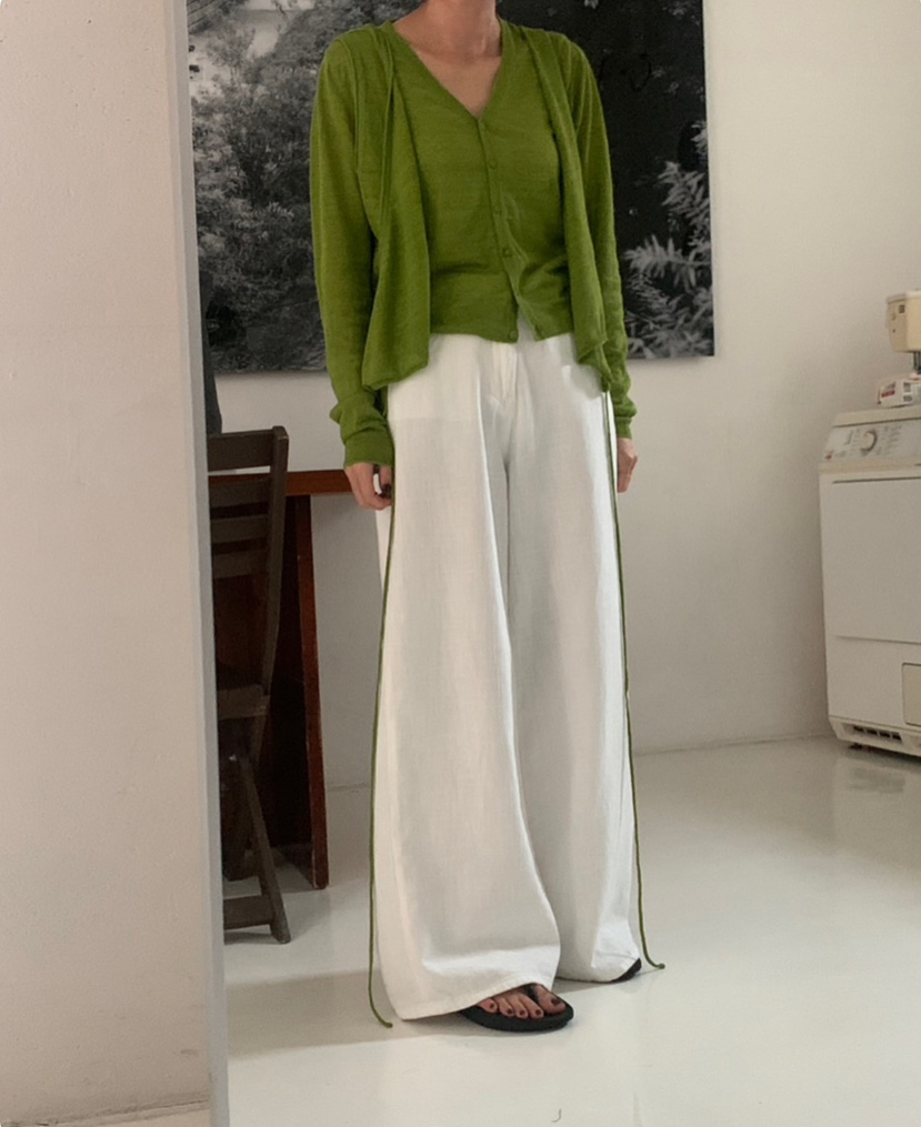 A Flan直郵韓國代購㊣女裝新款25春夏休閑人氣針織衫亞麻開衫AFN/A Flan針織衫