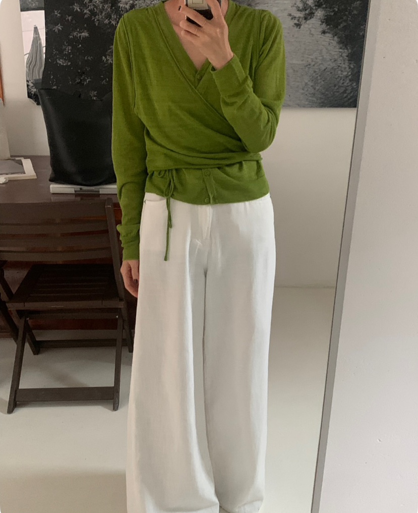 A Flan直郵韓國代購㊣女裝新款25春夏休閑人氣針織衫亞麻開衫AFN/A Flan針織衫
