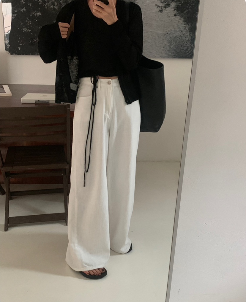 A Flan直郵韓國代購㊣女裝新款25春夏休閑人氣針織衫亞麻開衫AFN/A Flan針織衫