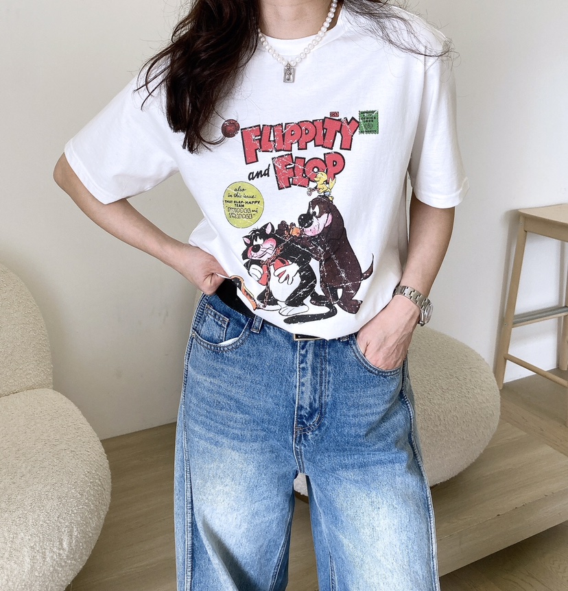 HANNA-A韓國㊣直郵東大門代購女裝新款時尚休閑25春夏人氣T恤HANNAT恤圖色2