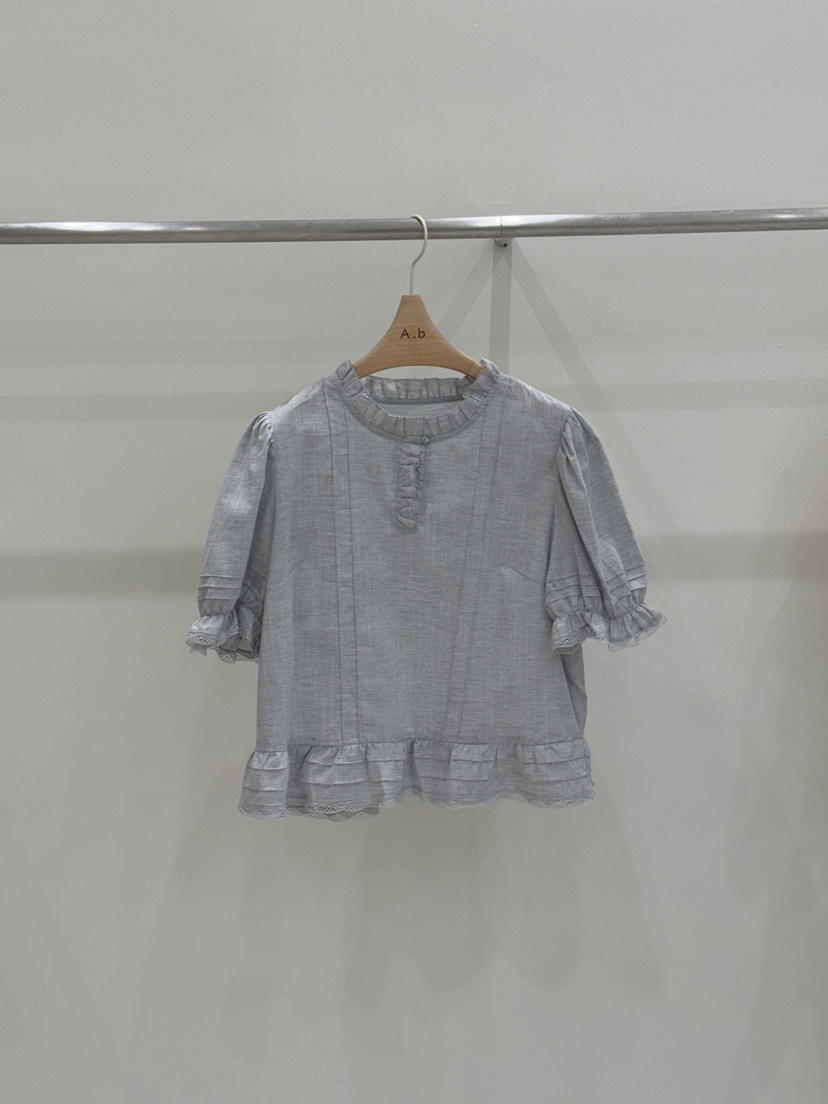 AUTUMN BEIGE PLUS直郵韓國代購㊣女裝新款25春夏襯衫蕾絲衫A.b/AUTUMN BEIGE襯衫/蕾絲衫