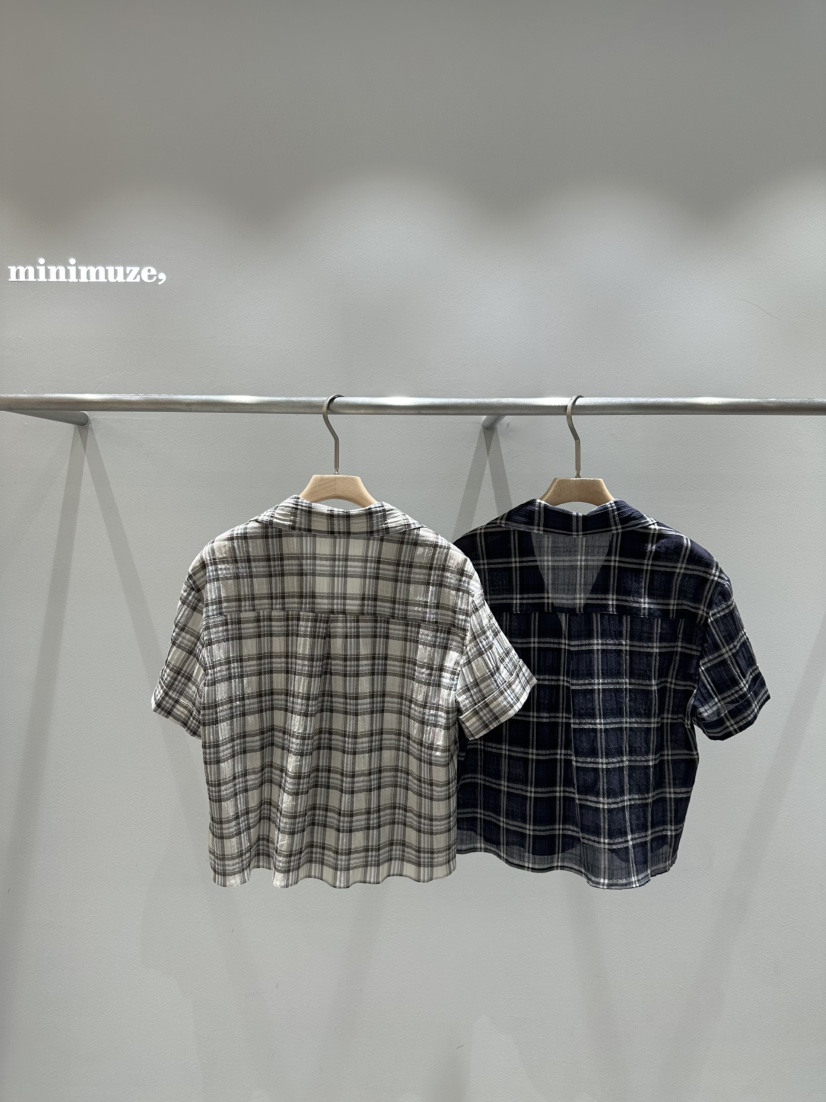 MINIMUZE直郵韓國代購㊣女裝新款25春夏時尚襯衫蕾絲衫格紋MINIMUZE襯衫/蕾絲衫