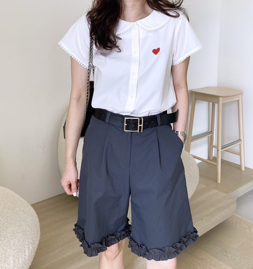 HANNA-A韓國直郵㊣女裝新款熱賣人氣時尚推薦休閑短褲荷葉邊HANNA短褲