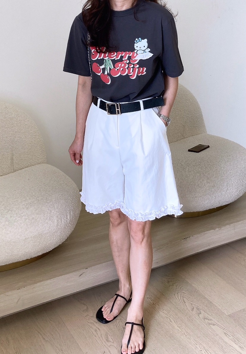 HANNA-A韓國直郵㊣女裝新款熱賣人氣時尚推薦休閑短褲荷葉邊HANNA短褲