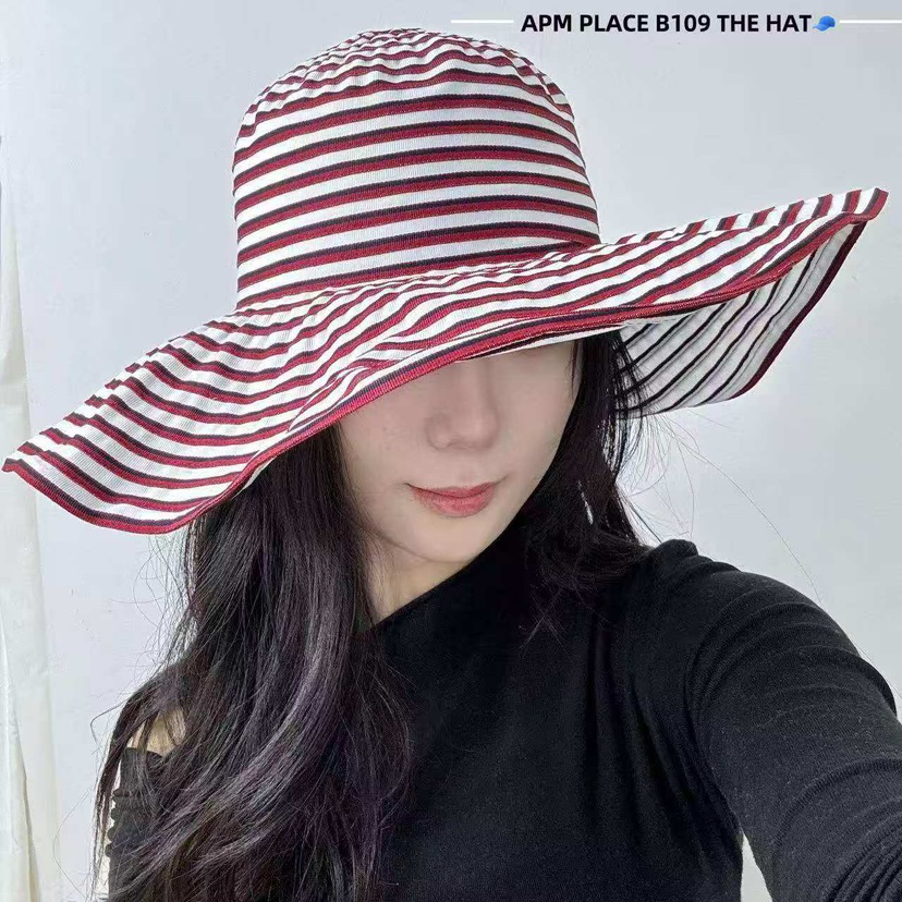 THE HAT-P韓國㊣直郵東大門代購女裝新款休閑推薦帽子條紋THE HAT帽子圖色2