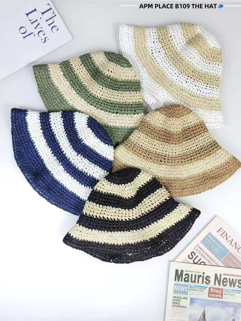 THE HAT-P韓國㊣直郵東大門代購女裝新品25春夏休閑帽子條紋THE HAT帽子