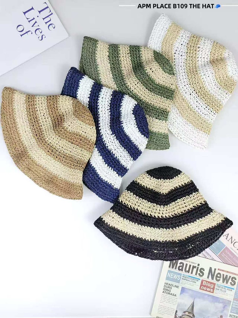 THE HAT-P韓國㊣直郵東大門代購女裝新品25春夏休閑帽子條紋THE HAT帽子