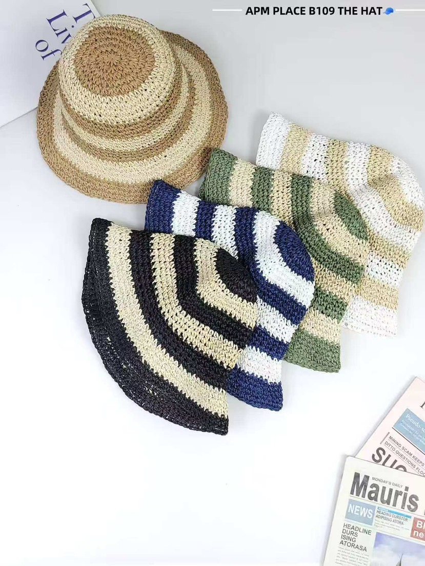 THE HAT-P韓國㊣直郵東大門代購女裝新品25春夏休閑帽子條紋THE HAT帽子