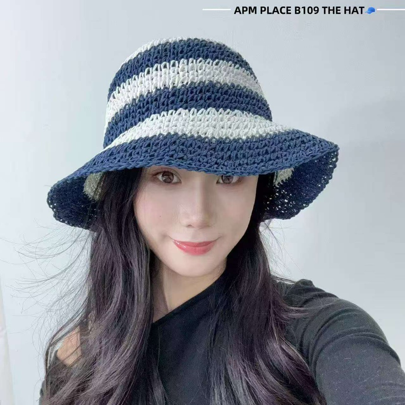 THE HAT-P韓國㊣直郵東大門代購女裝新品25春夏休閑帽子條紋THE HAT帽子圖色1