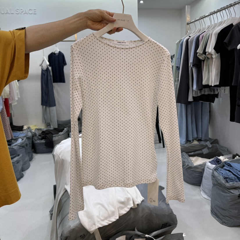 VISUAL SPACE韓國㊣直郵東大門代購女裝新品25春夏長袖T恤VISUAL SPACE長袖T恤圖色1