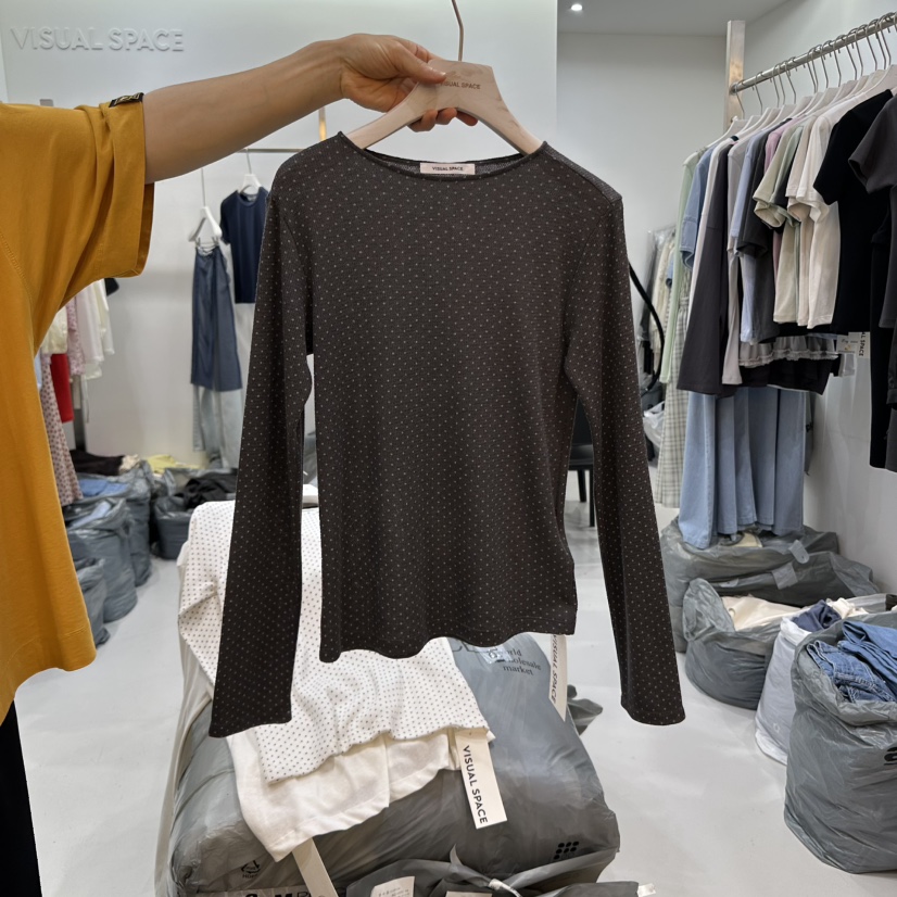 VISUAL SPACE韓國㊣直郵東大門代購女裝新品25春夏長袖T恤VISUAL SPACE長袖T恤圖色2