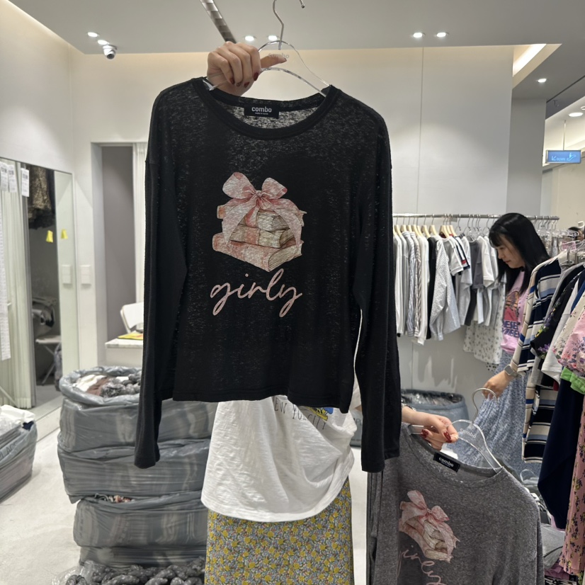 COMBO韓國直郵㊣女裝新品25春夏熱賣推薦時尚人氣休閑長袖T恤COM_BO長袖T恤圖色3