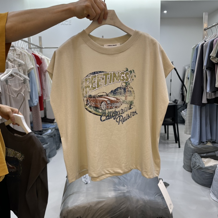 VISUAL SPACE韓國直郵㊣女裝新品推薦時尚人氣25春夏休閑T恤VISUAL SPACET恤