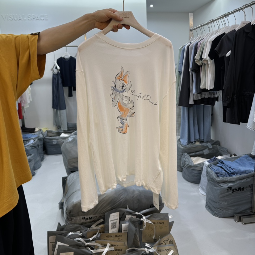 VISUAL SPACE韓國直郵㊣東大門實拍女裝新品人氣25春夏長袖T恤VISUAL SPACE長袖T恤圖色1