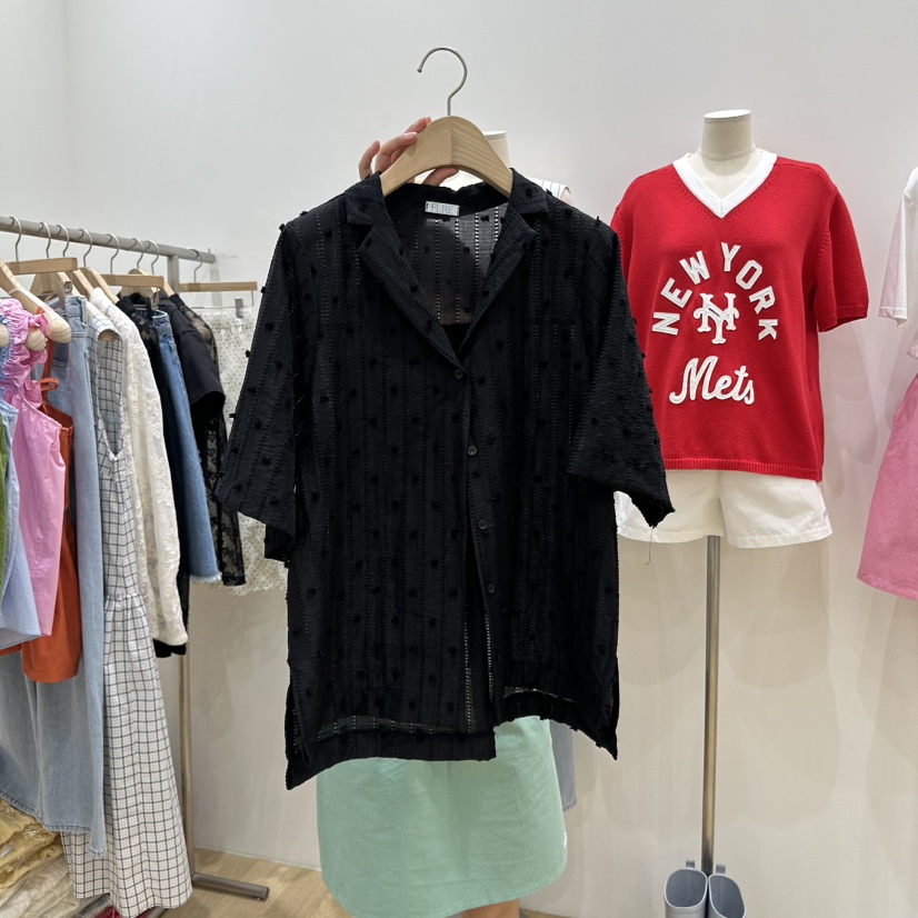 FURE韓國㊣直郵東大門代購女裝新品時尚25春夏襯衫蕾絲衫絨FURE襯衫/蕾絲衫圖色2