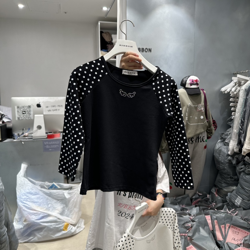 RIBBON韓國直郵㊣東大門實拍女裝新品人氣25春夏推薦長袖T恤RIBBON長袖T恤圖色2