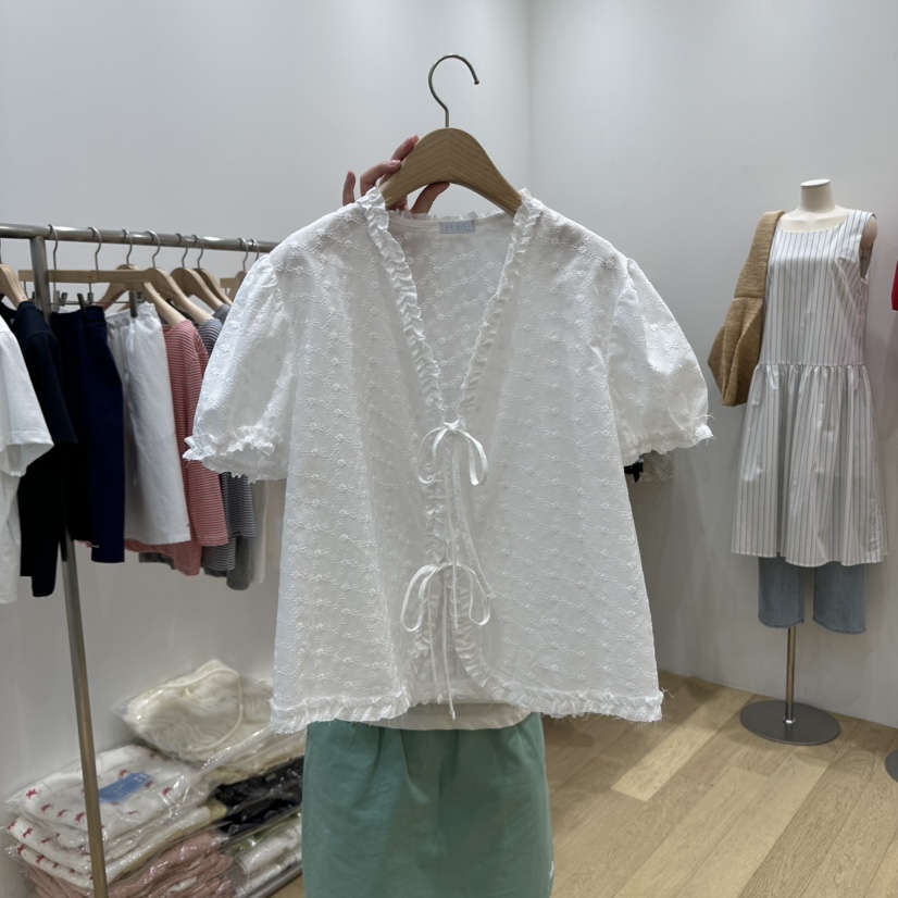 FURE直郵韓國代購㊣女裝新品熱賣時尚休閑推薦25春夏襯衫蕾絲衫FURE襯衫/蕾絲衫