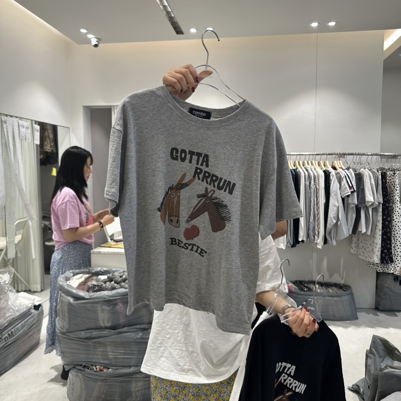 COMBO韓國直郵㊣東大門實拍女裝新品休閑25春夏推薦人氣T恤COM_BOT恤圖色2