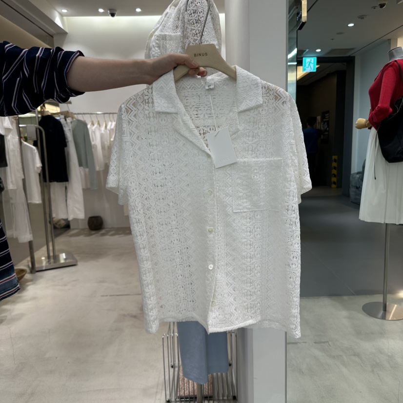 BINUS直郵韓國代購㊣女裝新品休閑時尚人氣熱賣襯衫蕾絲衫蕾絲BINUS襯衫/蕾絲衫